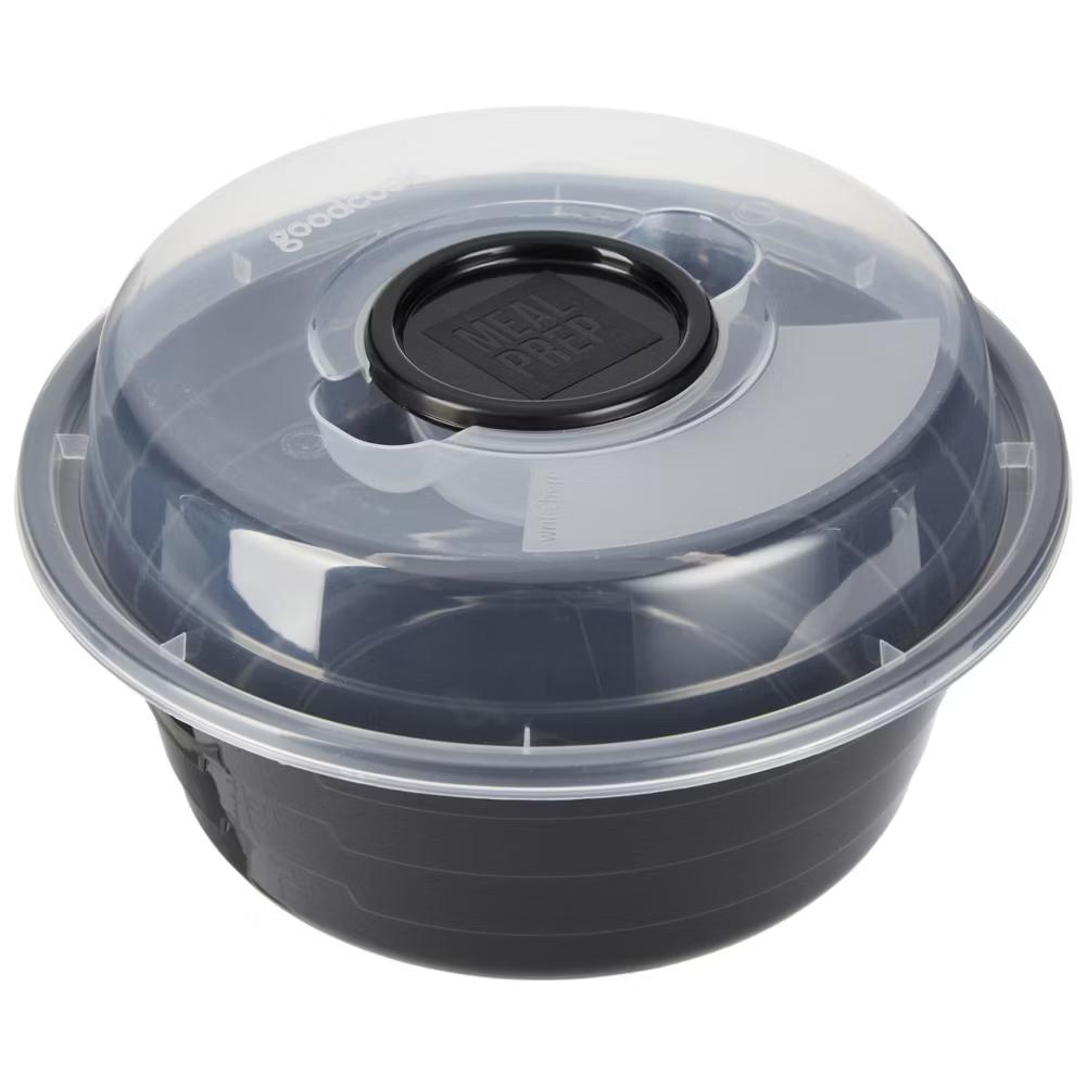 Meal Prep Salad Bowls Containers + Lids & Condiment Cup - 4Cups - 20pcs/10ct - Black - Image 7