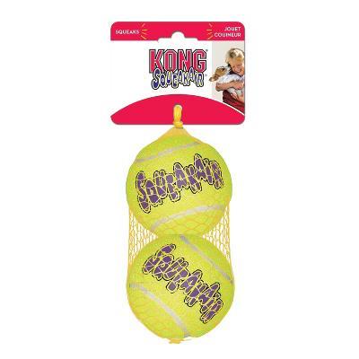 KONG SqueakAir Tennis Ball Dog Toy - Yellow - L - 2ct: Rubber, Exercise Aid, Floats, 3" Diameter - Image 3