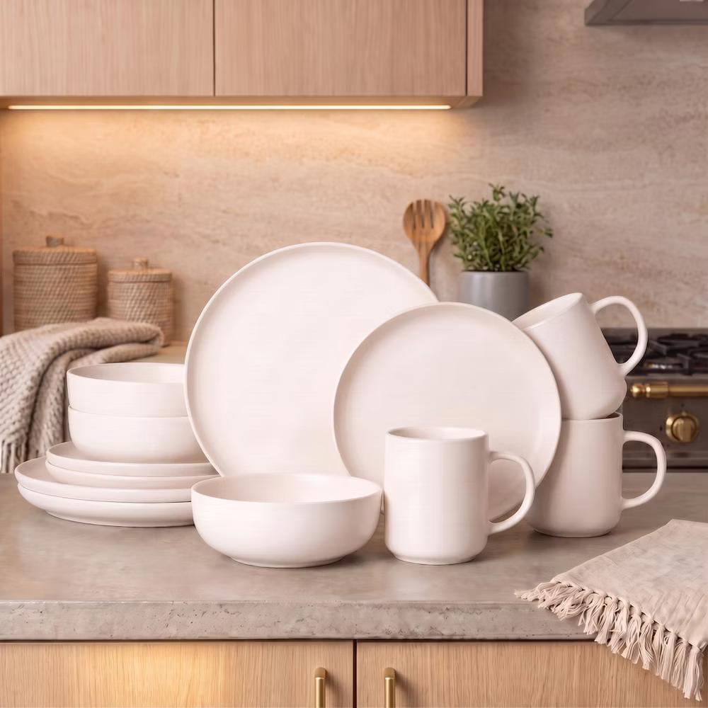 GreenElevate Stoneware Elegance 12-Piece Dinnerware Set for 4, Plates&Bowls, Microwave & Dishwasher Safe, Non-Toxic Matte Glaze, Stackable Kitchenware - Image 29
