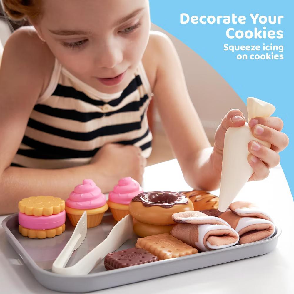 Toddler Pretend Play Bakery Set - 17PCS Kitchen Toys with Cookies, Tray & Money for Learning Imagination, Christmas Birthday Gift for Boys Girls - Image 3