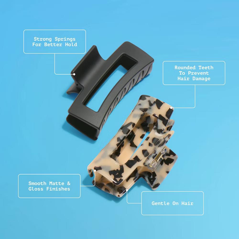 Locked In Claw Clips for Medium Hair - Black/Tort - 2ct - Image 6