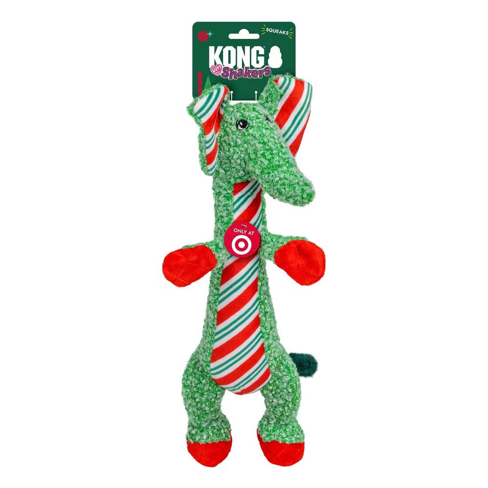 KONG Holiday Shakers Luvs Elephant Animal Dog Toy - Green - Image 4