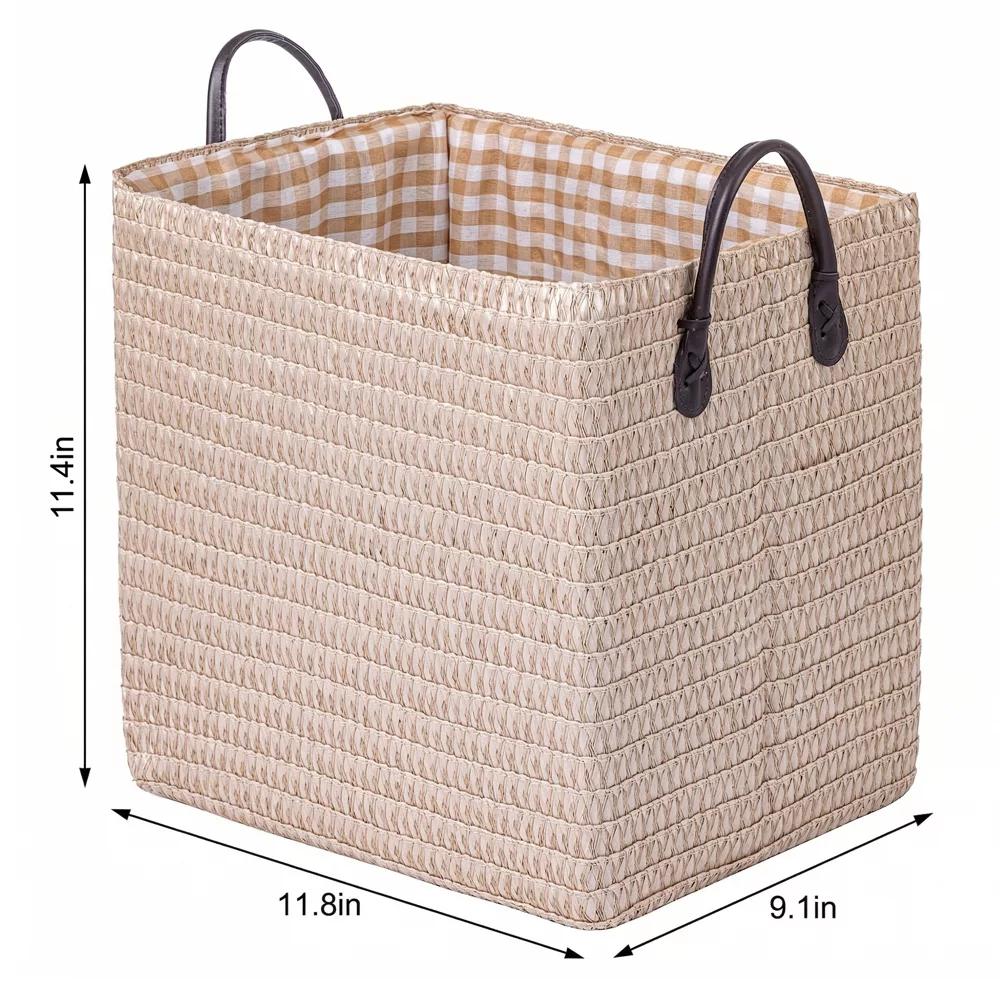 Woven Storage Basket for Clothes Shoes Organizer Bin with Handles - Image 3