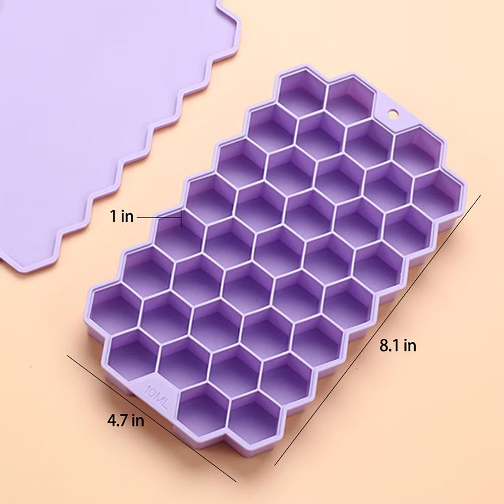 Alilang 2-Piece Honeycomb Ice Cube Tray - 37-Grid Flexible Mold with Spill-Resistant Lid - Image 18