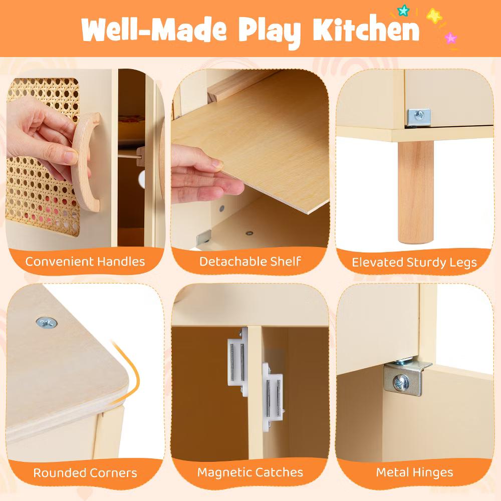 Play Kitchen w/Realistic Ice Maker Stove Accessories & Water Sink Storage - Image 17