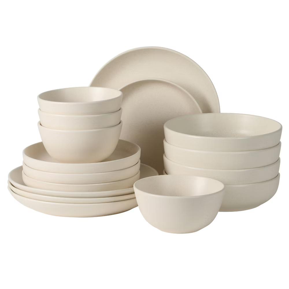 Leeds Court Plates and Bowls Sets, 16-Piece Stoneware Dinnerware Sets, Round Speckle Reactive Glaze Dish Set, Service for 4 - Image 16