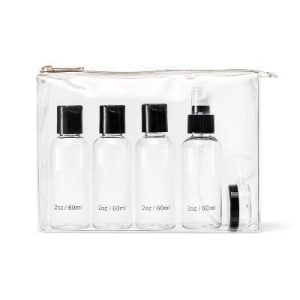 TSA Travel Makeup Bag Kit - Clear: Zipper Closure, 5.75" Height, Single Compartment