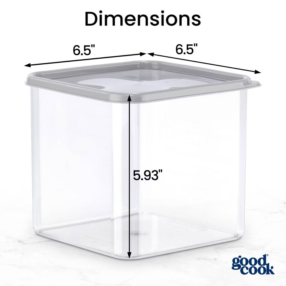 3qt 2pc Wide Square + Lid Food Storage Containers Gray: Stackable Design, Measurement Markings - Image 4