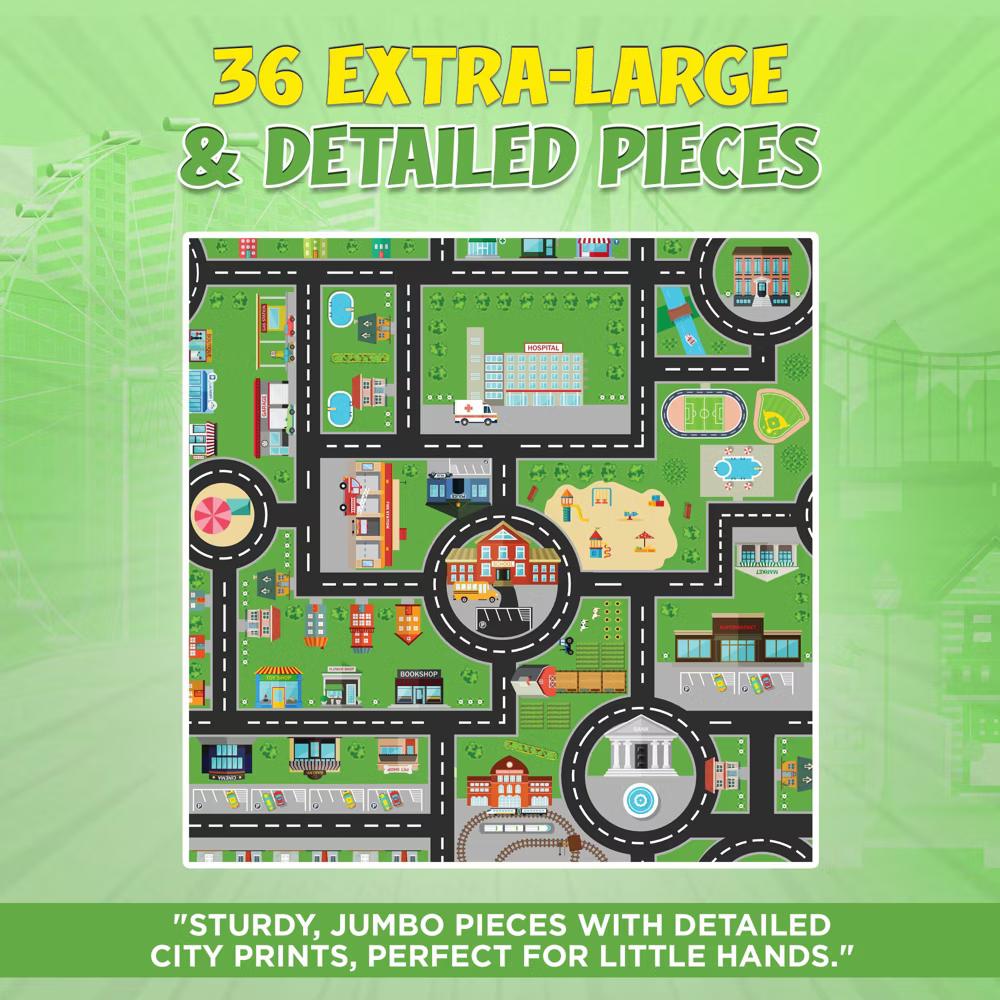 Darice Town Streets Floor Puzzle for Kids – 36 Jumbo Pieces, 36" x 24" City Map Jigsaw Puzzle – Build Your Own Town, Play Mat Toy, Ages 3+ - Image 4