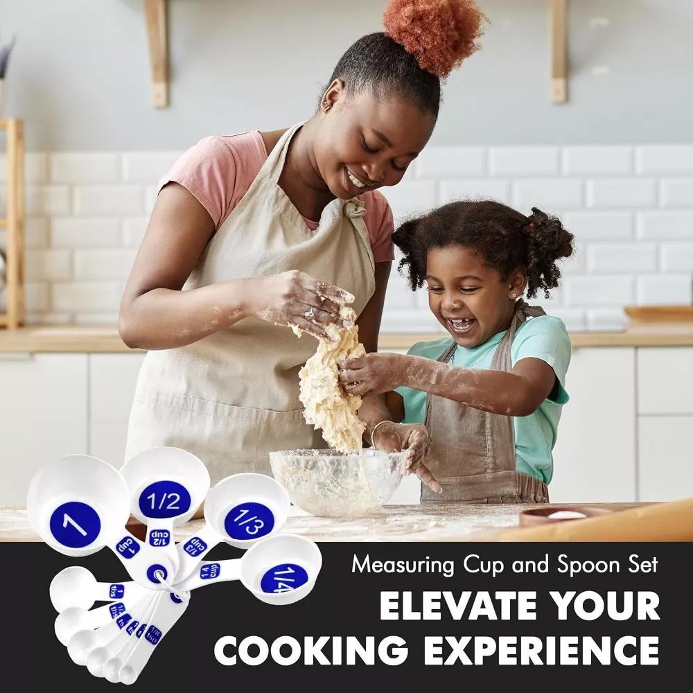 10 Piece Easy Read Measuring Cups & Spoons Set - White / Blue - Image 7