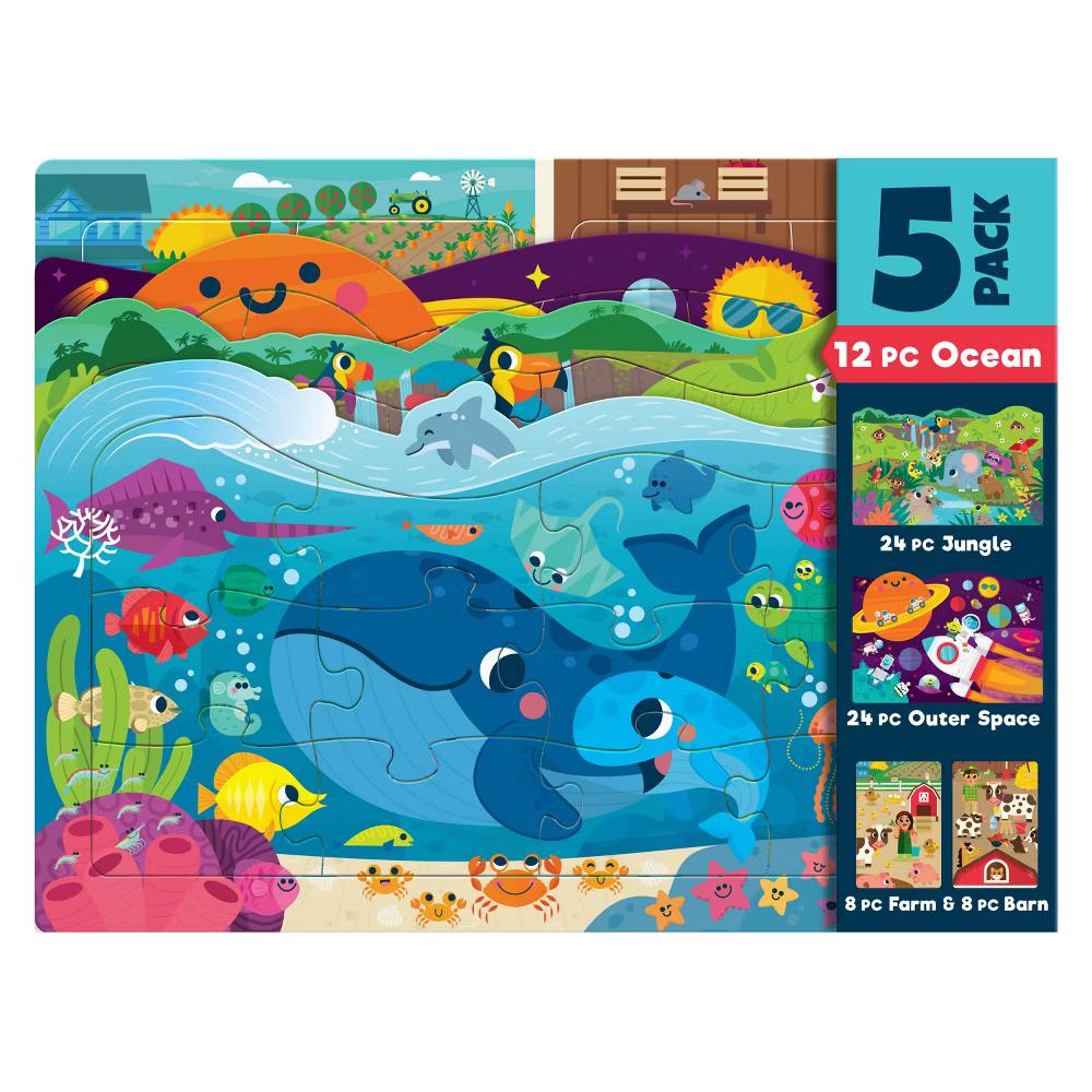 Tray Puzzle 5-Pack - Kids Puzzle Set Ages 3+ - Image 2
