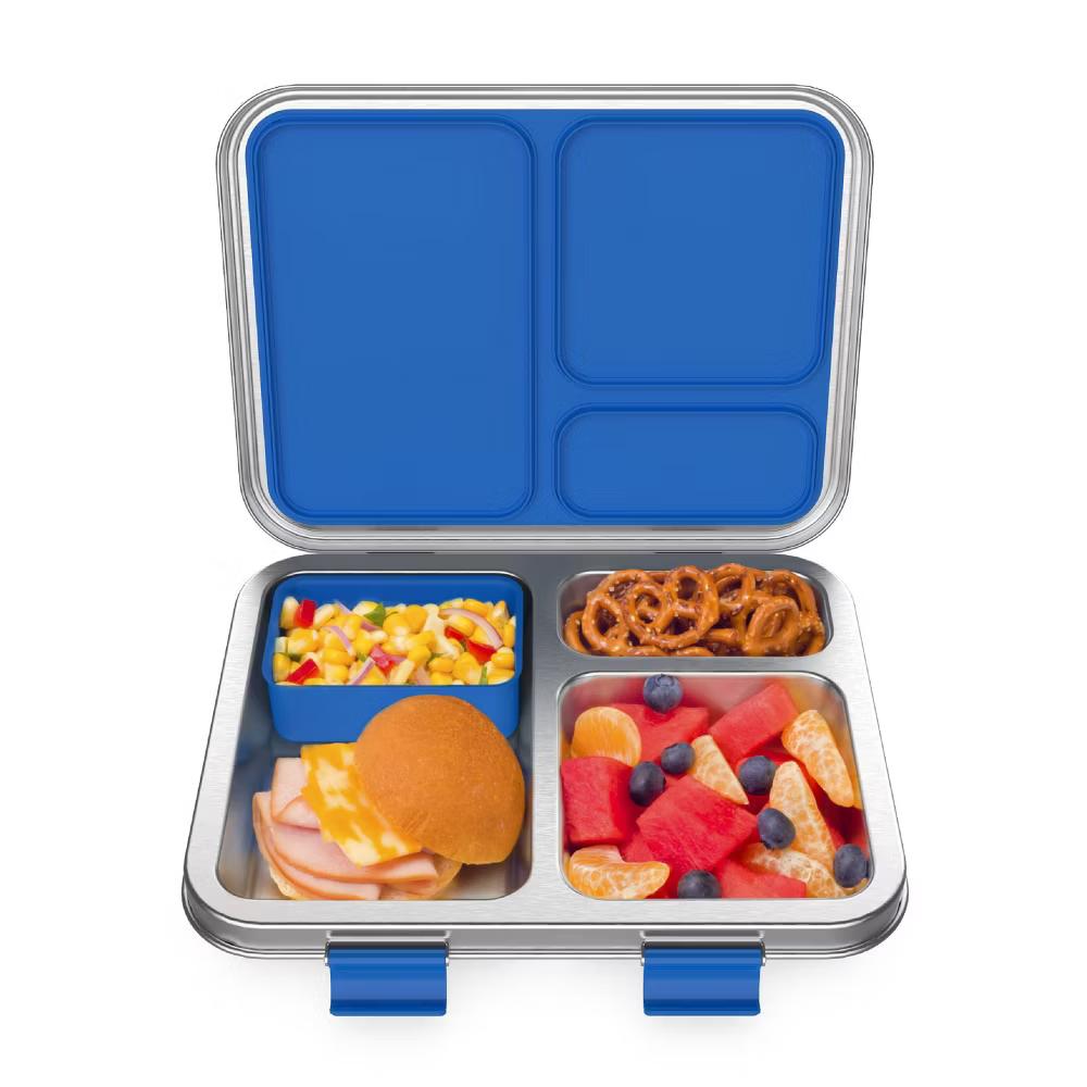 Kids' Stainless Steel Leakproof 3 Compartments Bento-Style Lunch Box