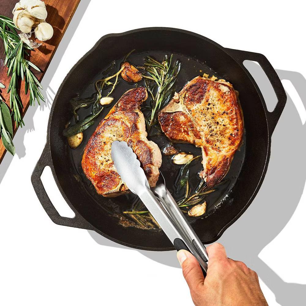 12" Tongs: Stainless Steel Kitchen Tongs with Locking Mechanism, Dishwasher-Safe, Light Silver - Image 5