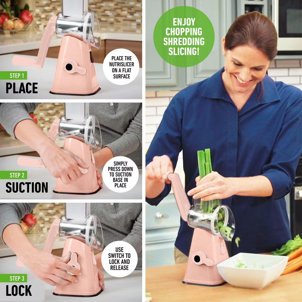 NutriSlicer Vegetable Slicer Cheese Grater Potato Slicer Salad Chopper with Suction Base - Image 28