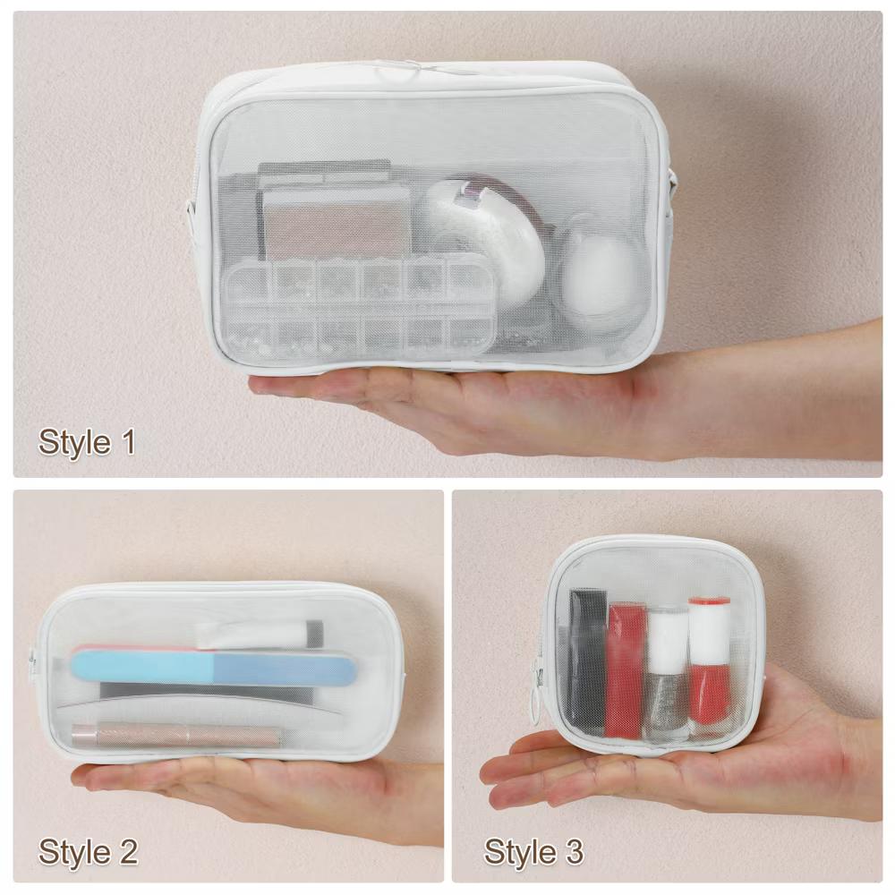 Travel Mesh Makeup Bag with Zipper 3 Pcs - Image 18