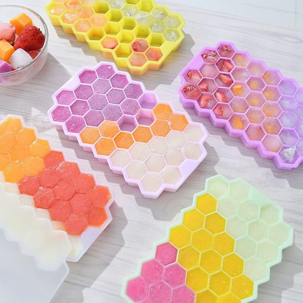 Alilang 2-Piece Honeycomb Ice Cube Tray - 37-Grid Flexible Mold with Spill-Resistant Lid - Image 16