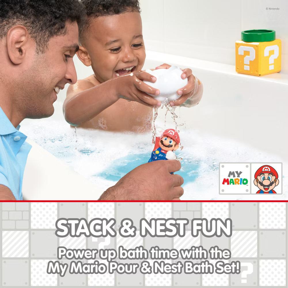 Tomy Toomies My Mario Pour and Nest Bath Toys Set - 4pc - Image 9