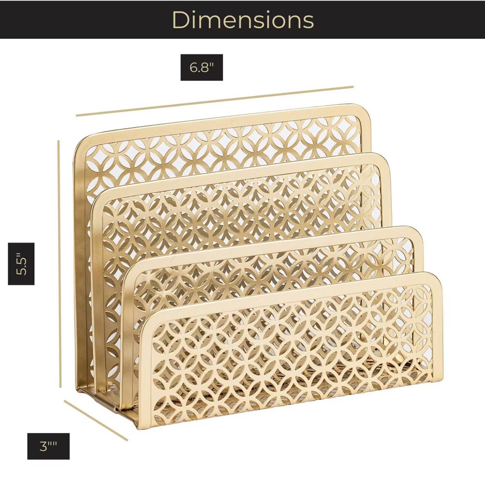 Blu Monaco Gold Desk Mail Organizer - Letter Holder and Bill Organizer for Desk - Gold Mail Storage and Letter Sorter - Image 7