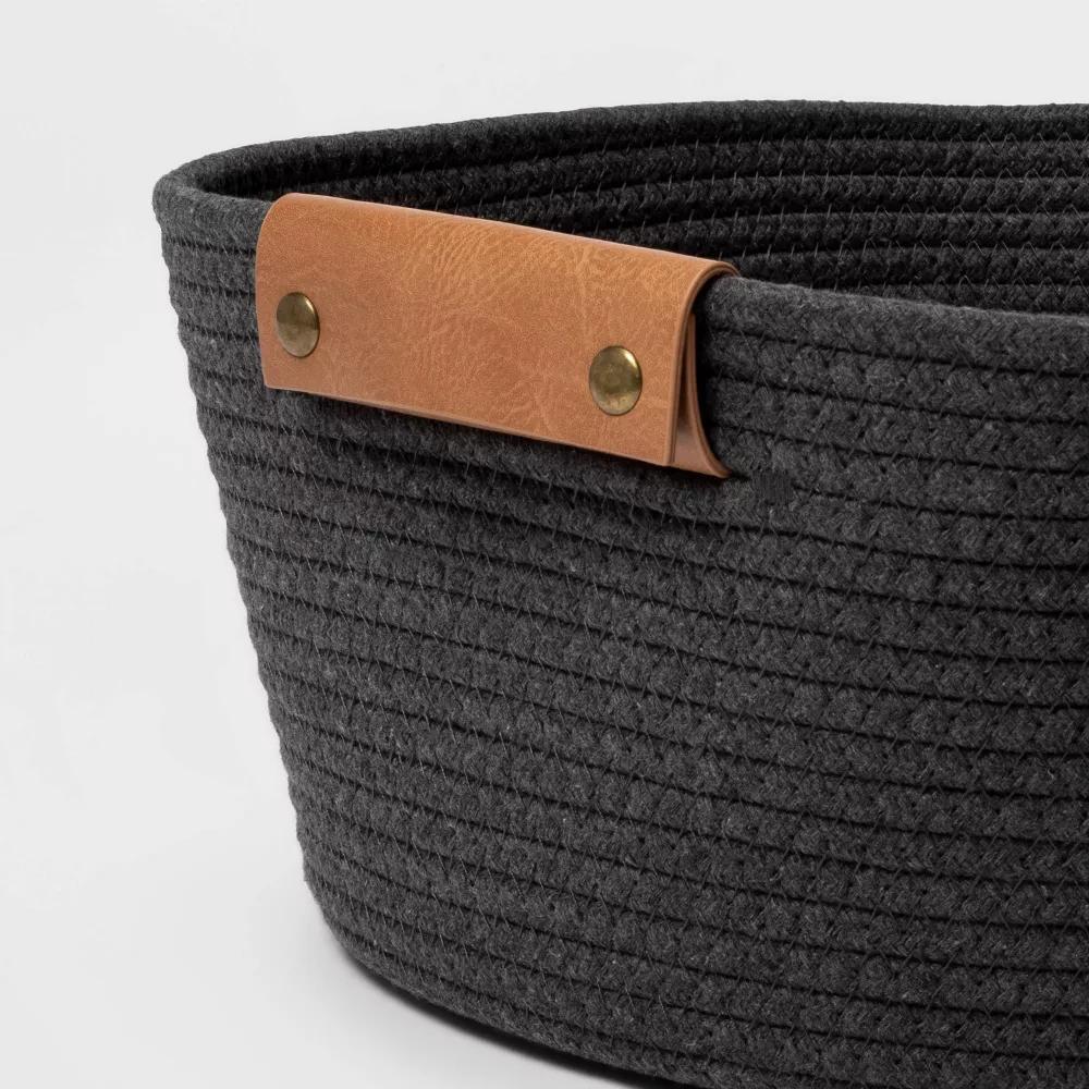 13" Small Coiled Rope Warm Gray Charcoal - Image 2