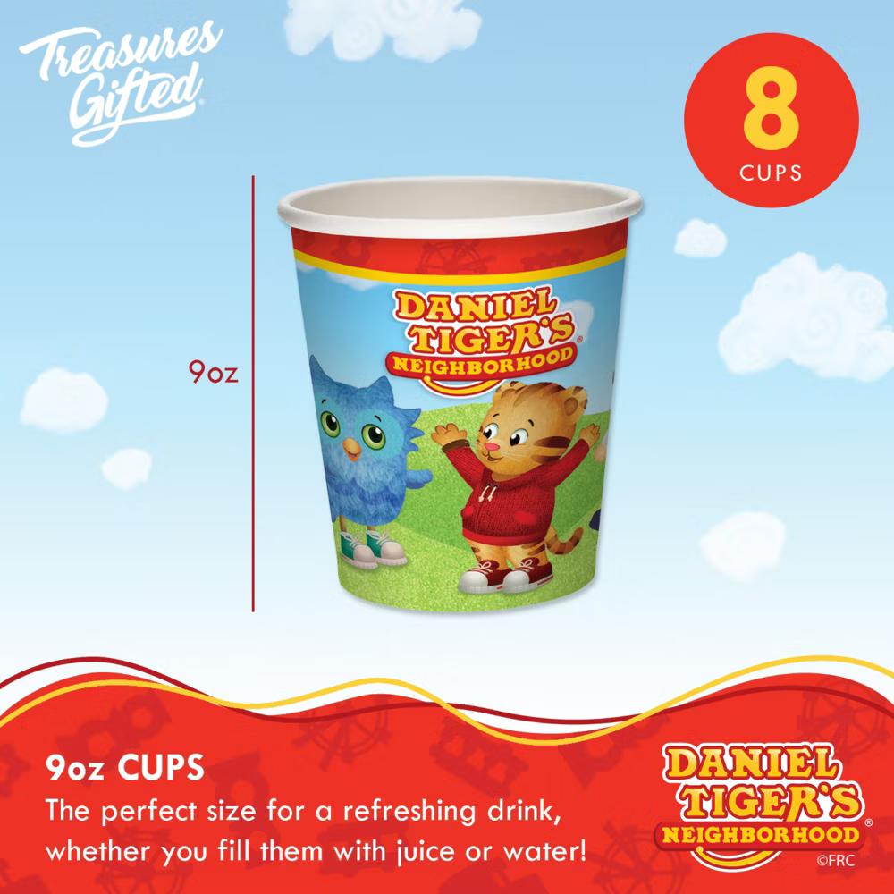 Treasures Gifted Daniel Tiger Cups - 9oz Party Cups - Daniel Tiger Birthday Decorations - Disposable Paper Cups - Image 8
