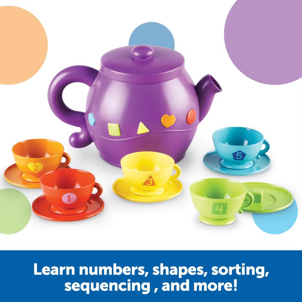 Serving Shapes Tea Set, Color Recognition and Counting Toy, 11 Pieces, Ages 2+ - Image 6