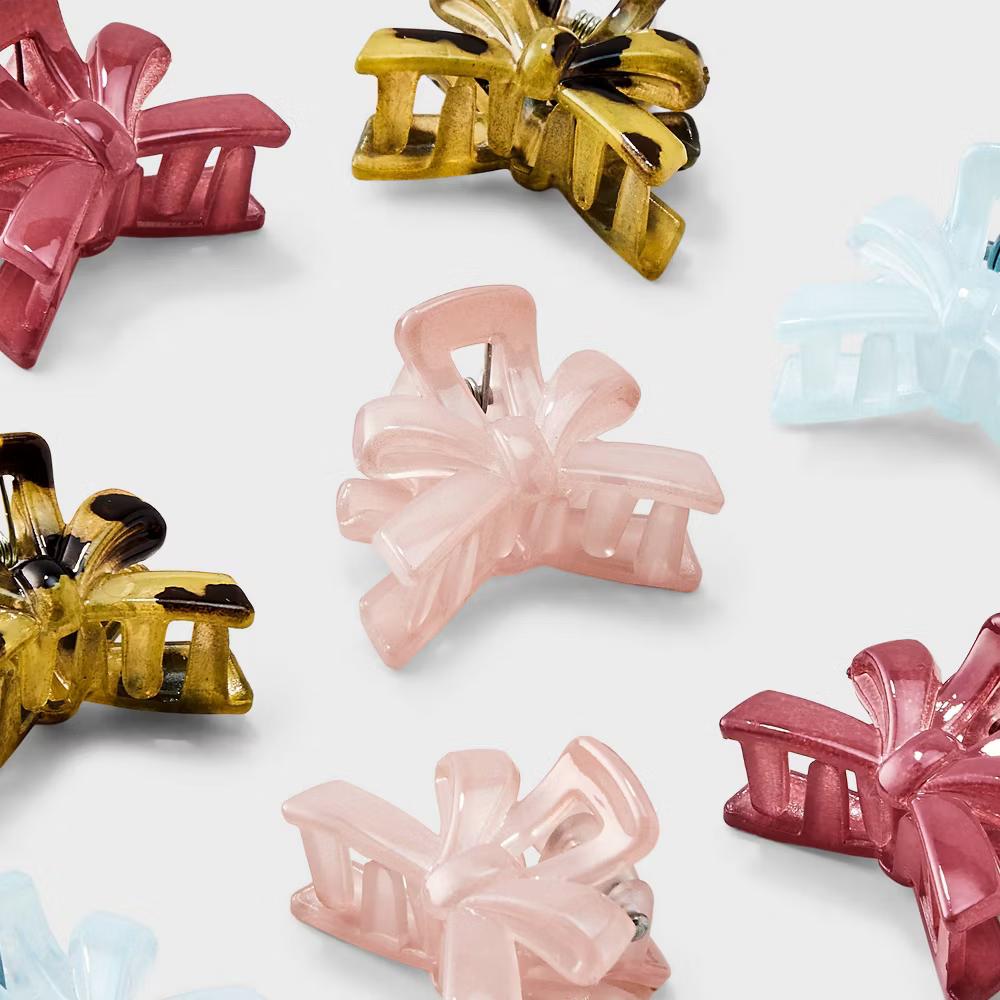 Girls' Bow Claw Hair Clip Set 8pc - Image 2