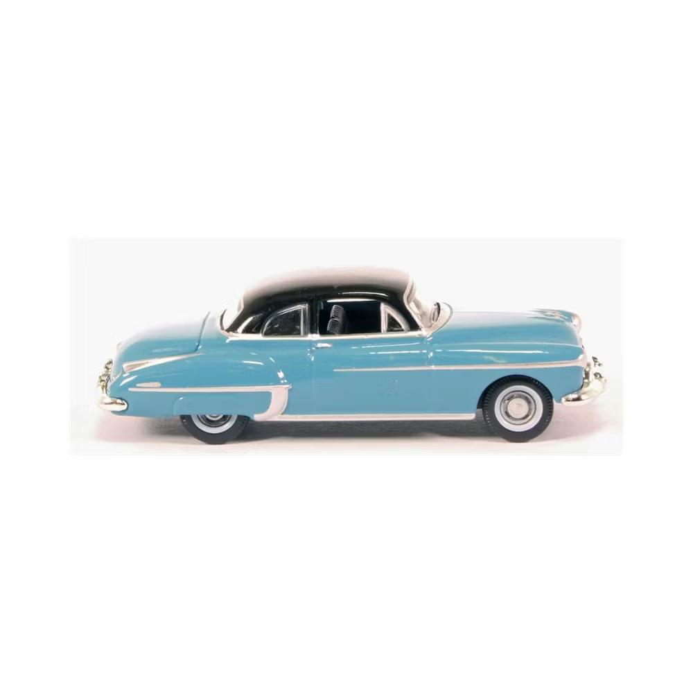 1950 Oldsmobile Rocket 88 Coupe Crest Blue with Black Top 1/87 (HO) Scale Diecast Model Car - Image 2