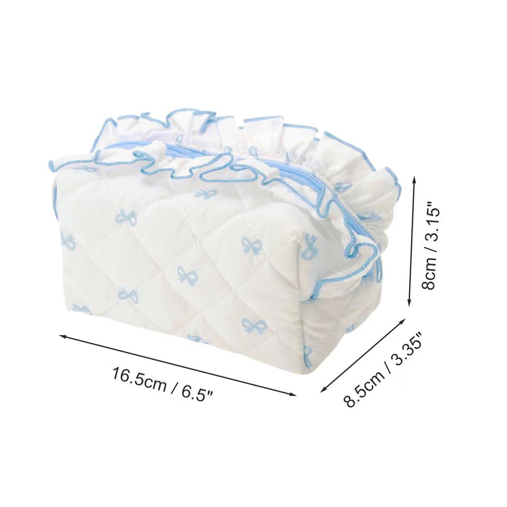 Lace Bow Ruffles Makeup Bag 1 Pc - Image 10