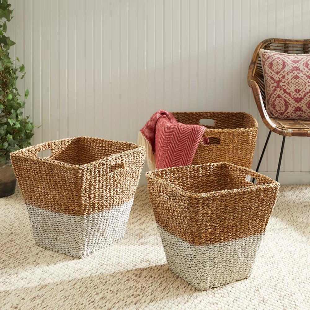 Plum & Seagrass Rectangular Storage Baskets Set of 3 - Image 2