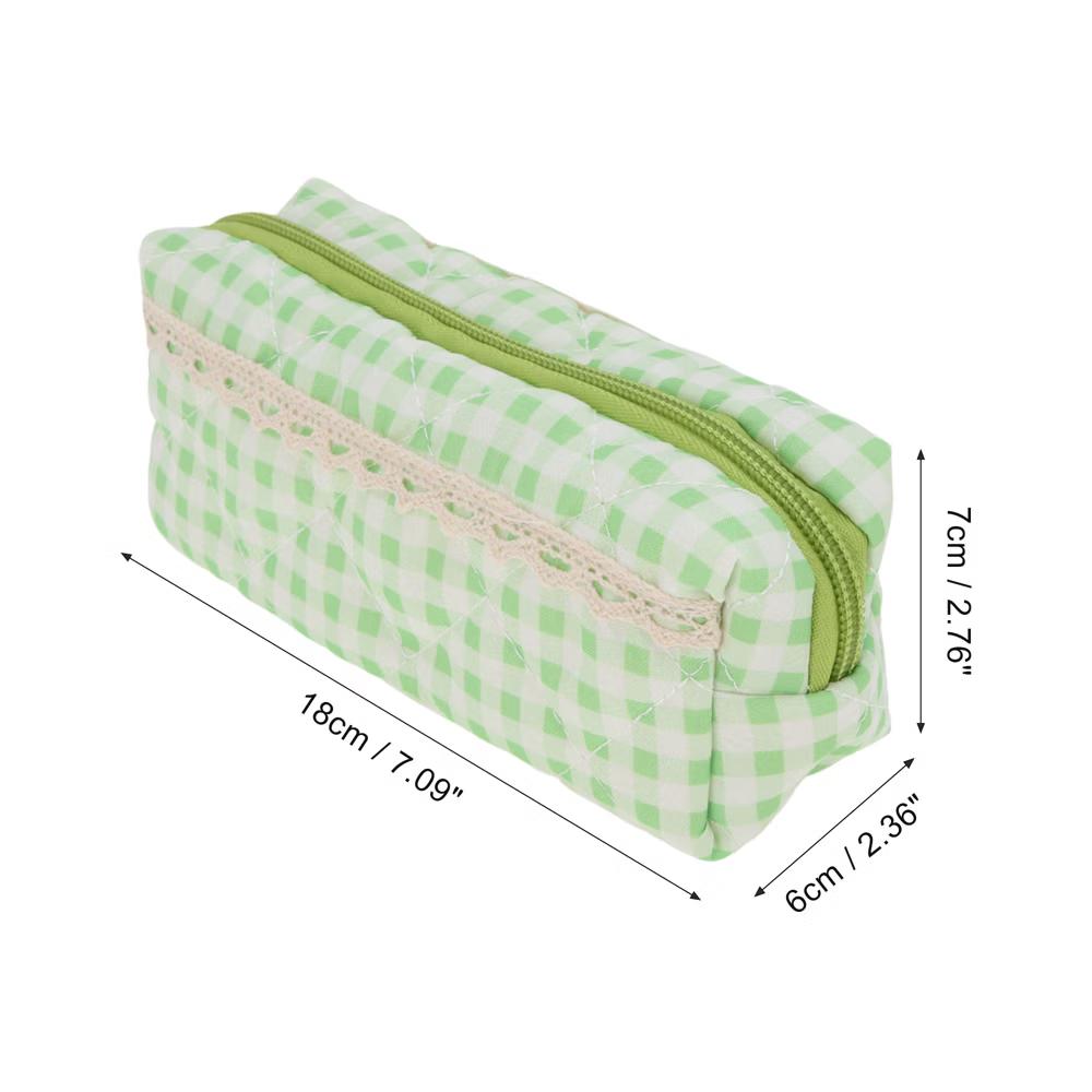 1 Pc Plaid Lace Style Drawstring Makeup Bag for Vacation Polyester - Image 9