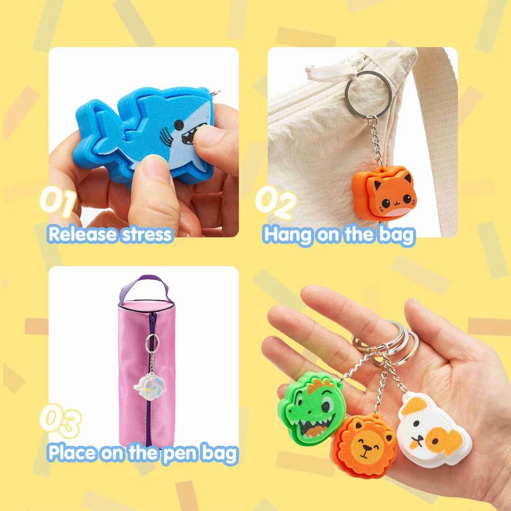 12 Pcs Animals Fidget Clicker Toys Sensory Fidget Toys Keychain for Relief Stress Anxiety Hyperactivity Birthday Gifts Goodie Bags Stuffers - Image 6