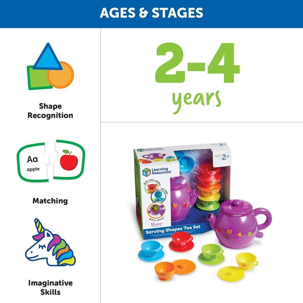 Serving Shapes Tea Set, Color Recognition and Counting Toy, 11 Pieces, Ages 2+ - Image 5
