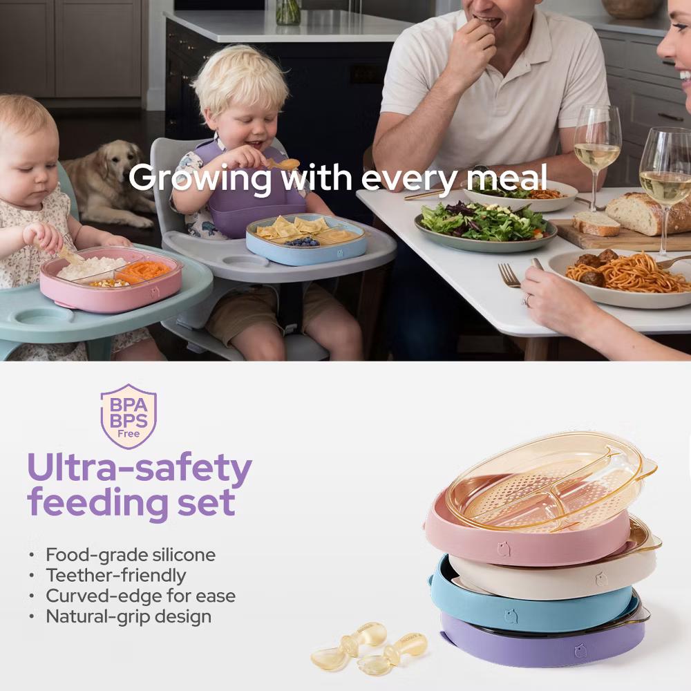 4 PCS Toddler Plates with Suction Base Spoons & Fork Baby Divided Dishes for 0 1 2 3 Years Old PPSU & Food Grade Silicone BPA Free Blue - Image 12