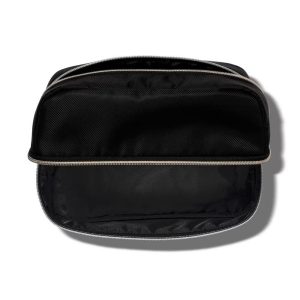 Double Compartment Travel Makeup Toiletry Bag: Zipper Closure, 10" Width, 2 Compartments