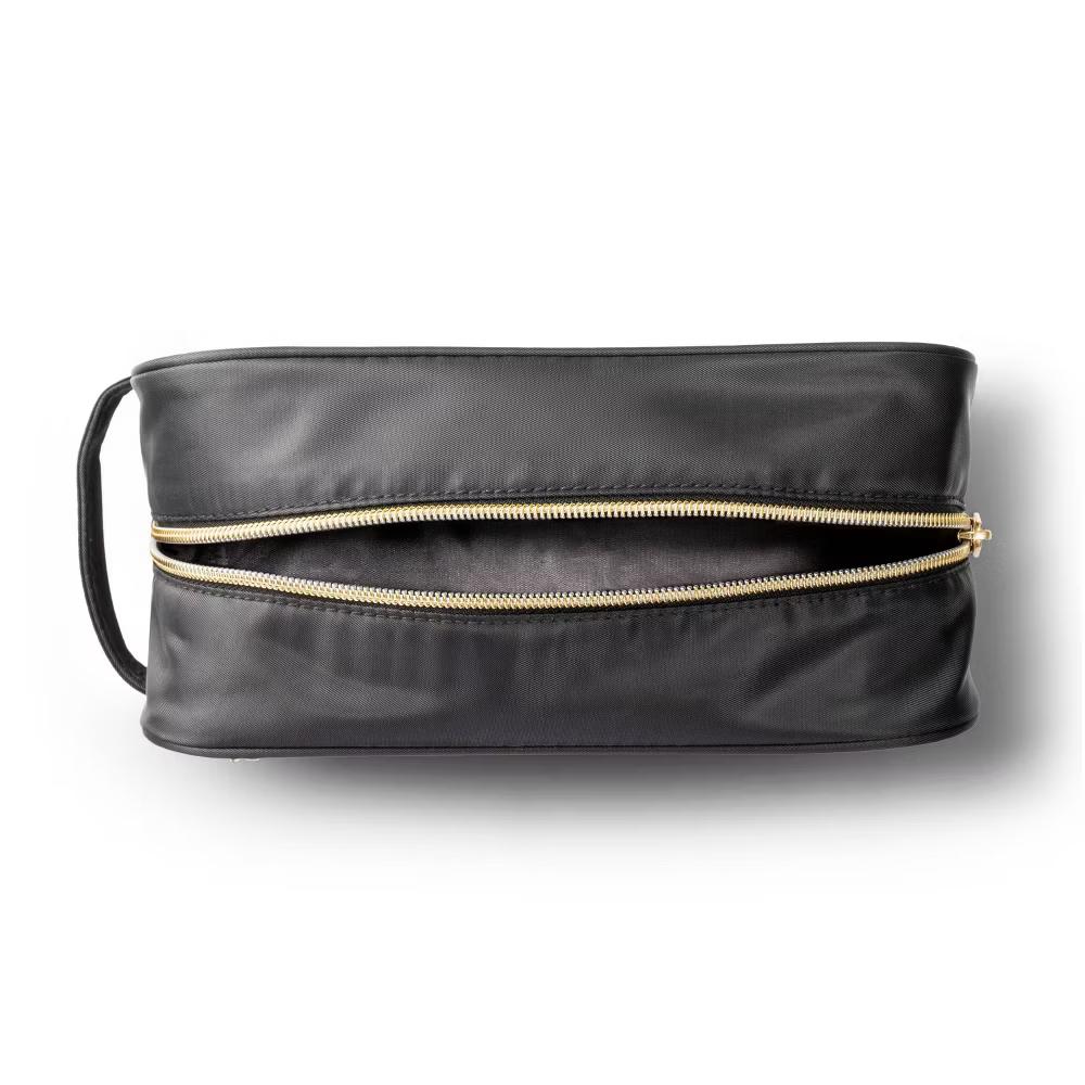 Classic Travel Makeup Toiletry Bag with Handle - Black - Image 4