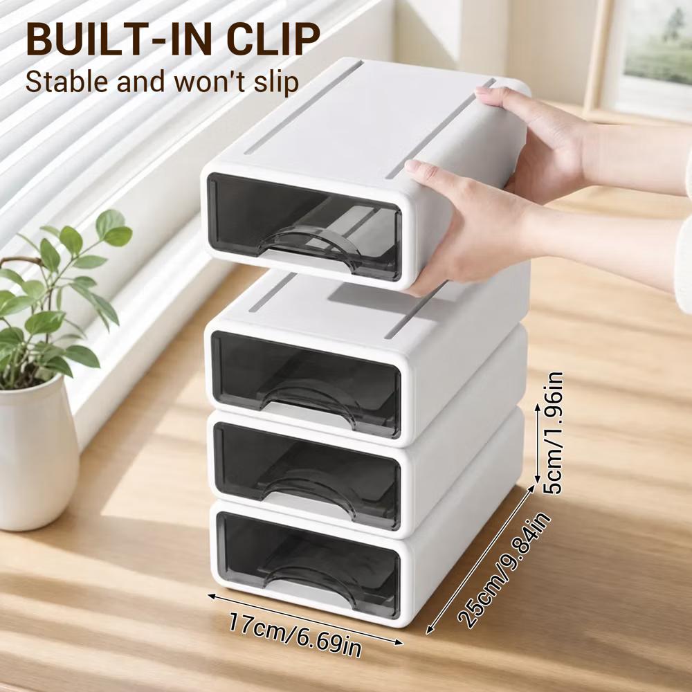 Stackable Storage Drawer with Dividers, Transparent PP Material Desktop Organizer, Durable Thickened Storage Container - Image 50