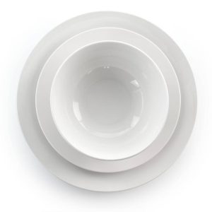 18pc Porcelain Owen Dinnerware Set White - Solid Dishware, Service for 4, Microwave & Dishwasher Safe