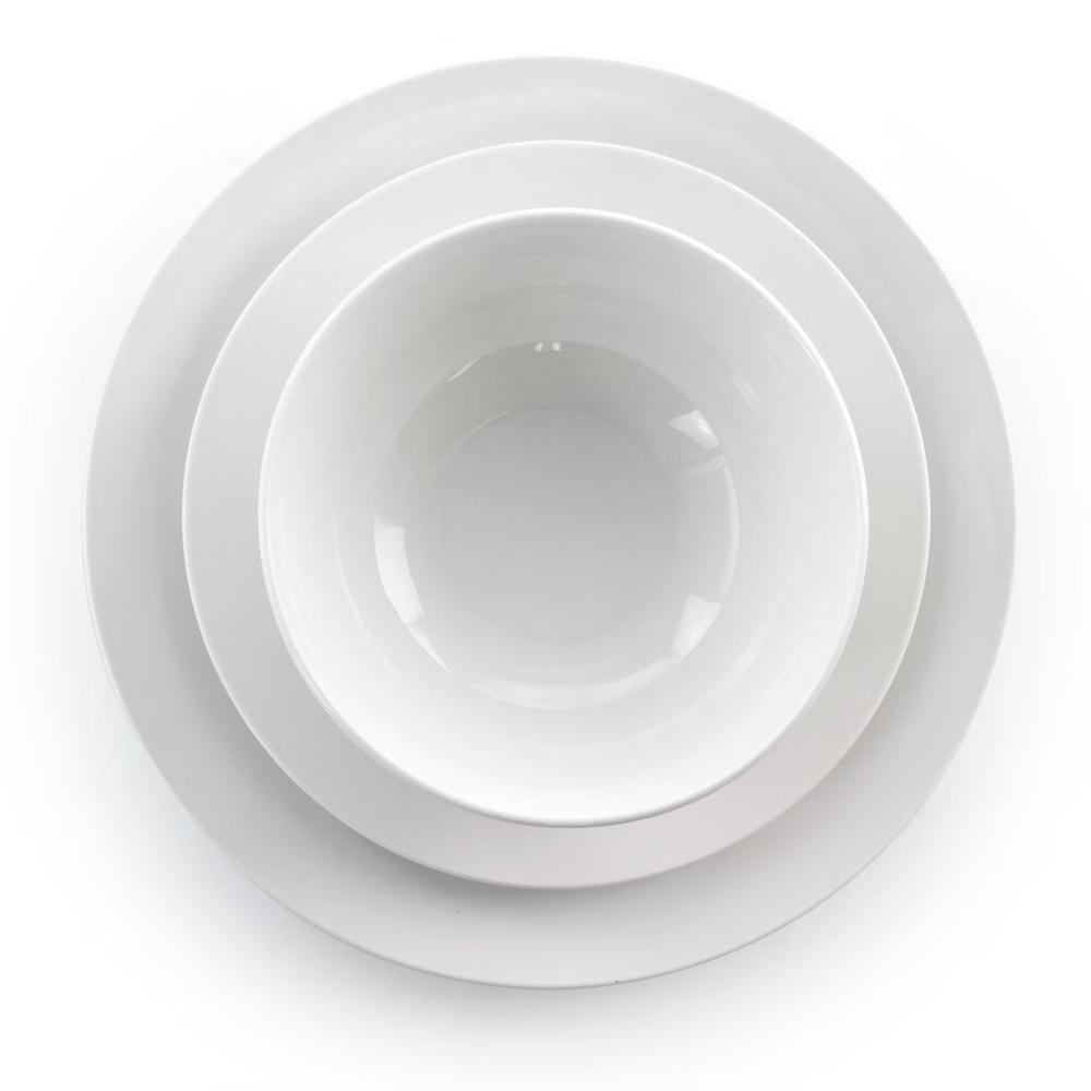 18pc Porcelain Owen Dinnerware Set White - Solid Dishware, Service for 4, Microwave & Dishwasher Safe