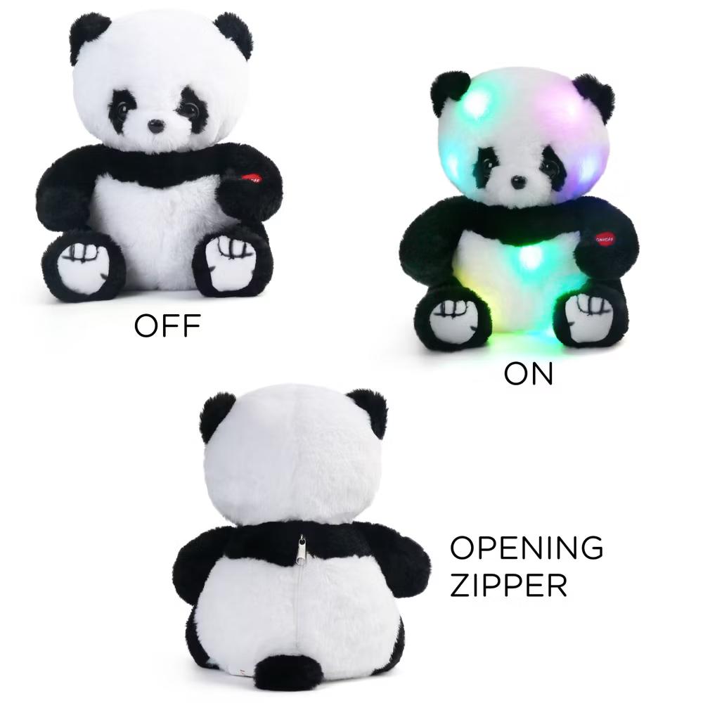 LotFancy Panda Stuffed Animal, 8 in Panda Bear Plush Toy with LED Light, Gift for Girls, Boys, Kids - Image 5