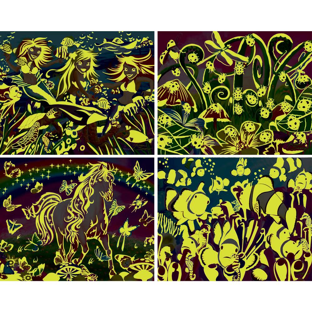 Glow in the Dark 100 Piece Puzzle Set - Educational Fun 4-Pack - Image 4