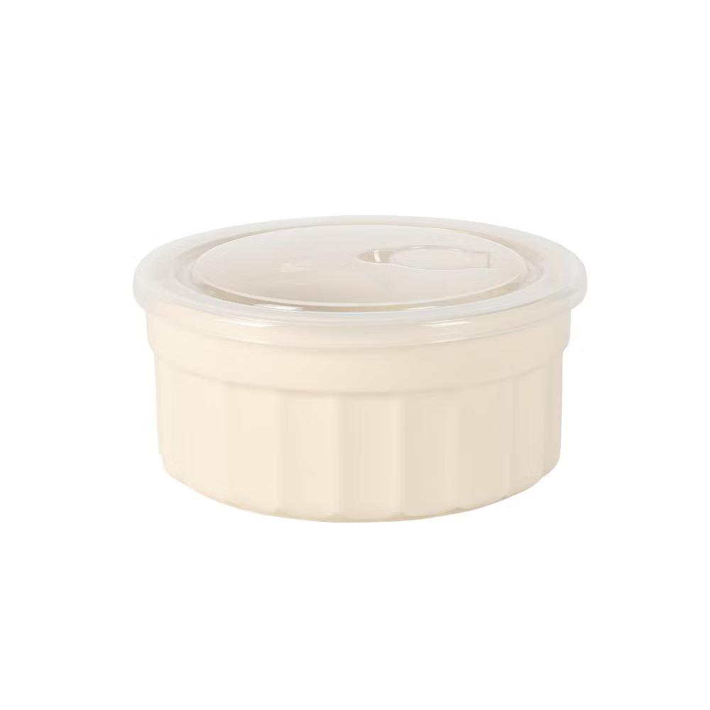 Martha Stewart Broadbrook 6 Piece Stoneware Meal Prep Container Set with Lids, Food Storage Bakeware, Ovenµwave&Dishwasher Safe, Cream - Image 2