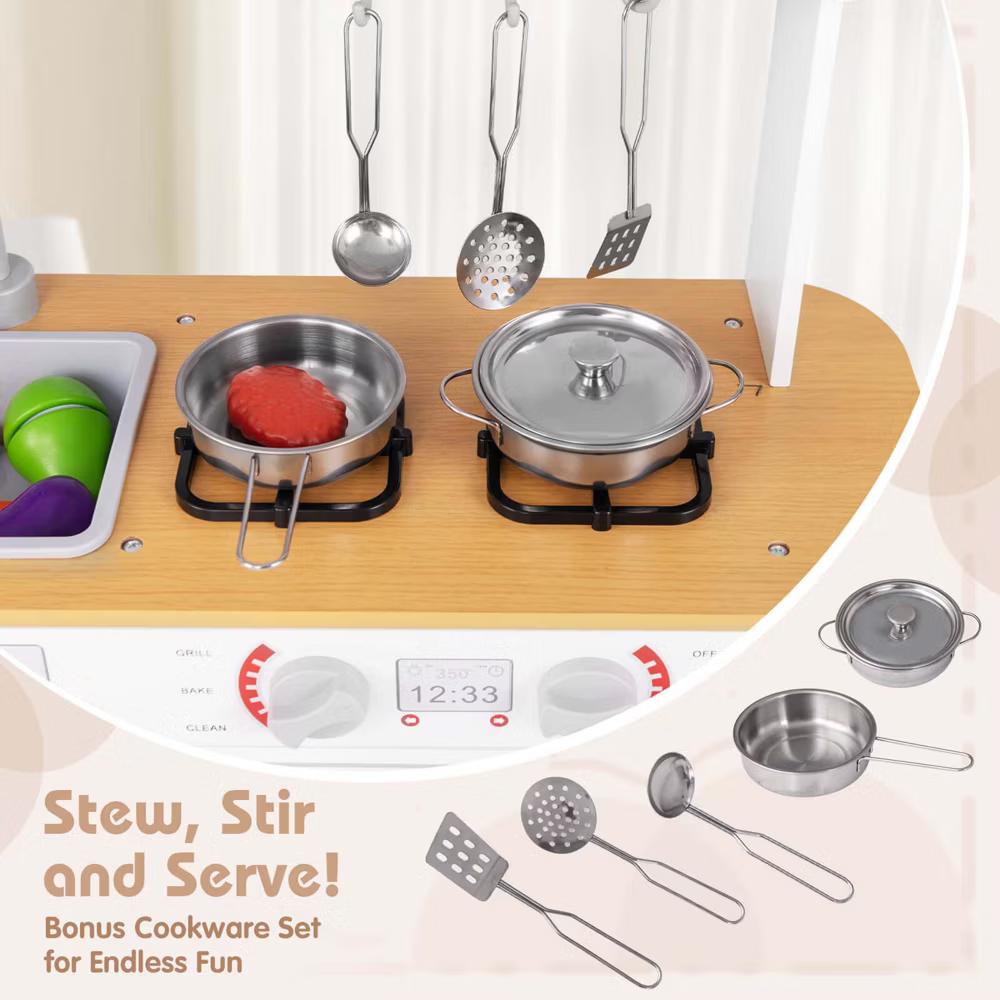 Kids Kitchen Play Set with Stove Removable Sink Oven Microwave Dish Washer - Image 8