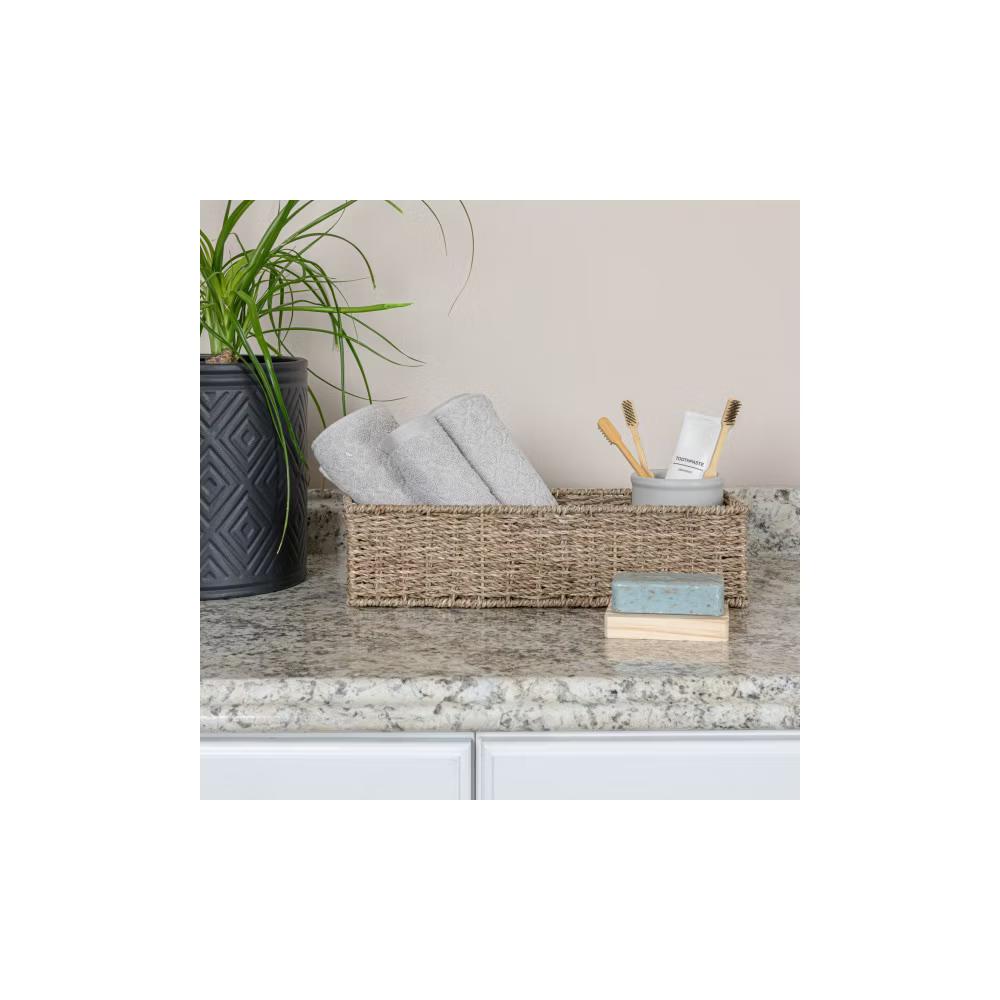 Handwoven Seagrass Rectangular Storage Basket - Image 14