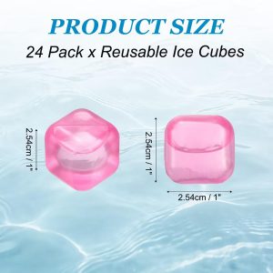 Plastic Reusable Multi Color Ice Cube Tray 2.54 x 2.54cm / 1 x 1 inch Blue/Yellow/Orange/Pink/Green 24 Pcs