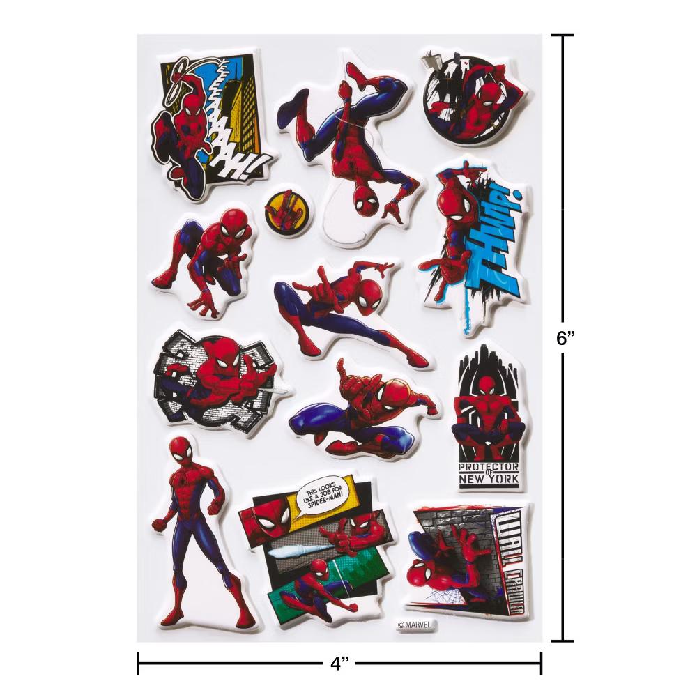 Spiderman Puffy Stickers for Kids, 3D Spidey and Friends 13ct, 1 Sheet - Image 2