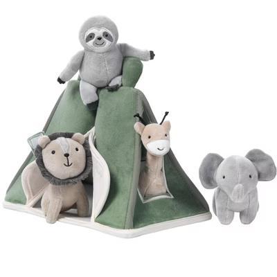 Interactive Plush Safari/Jungle Green Tent with Stuffed Animal Toys