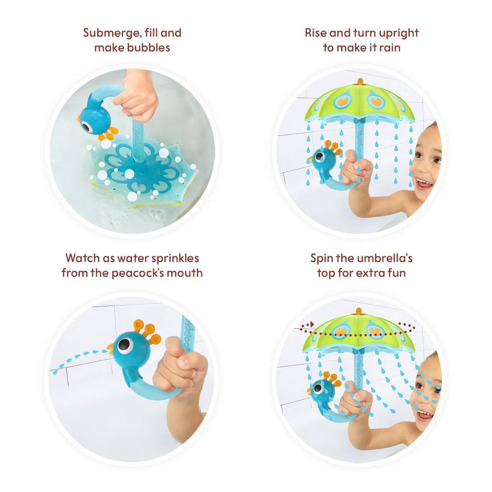 Fill 'N' Rain Peacock Umbrella: Bath Toys, 6 Pieces - Image 2