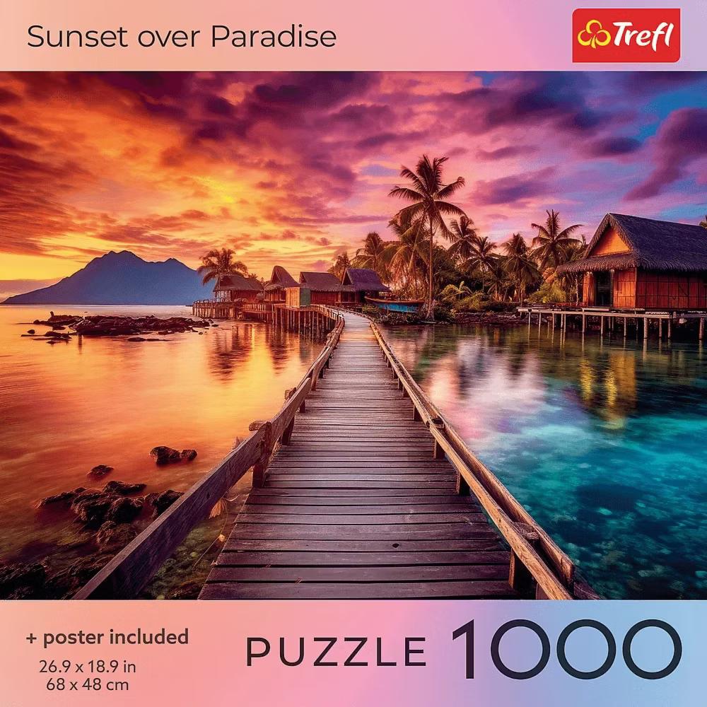Red Sunset over Paradise 1000 Piece Puzzle - Image 5