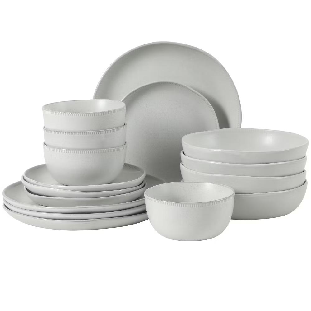 Menlo Park 16-Piece Stoneware Dinnerware Set – Reactive Glaze, Embossed Plates and Bowls, Service for 4 - Image 17