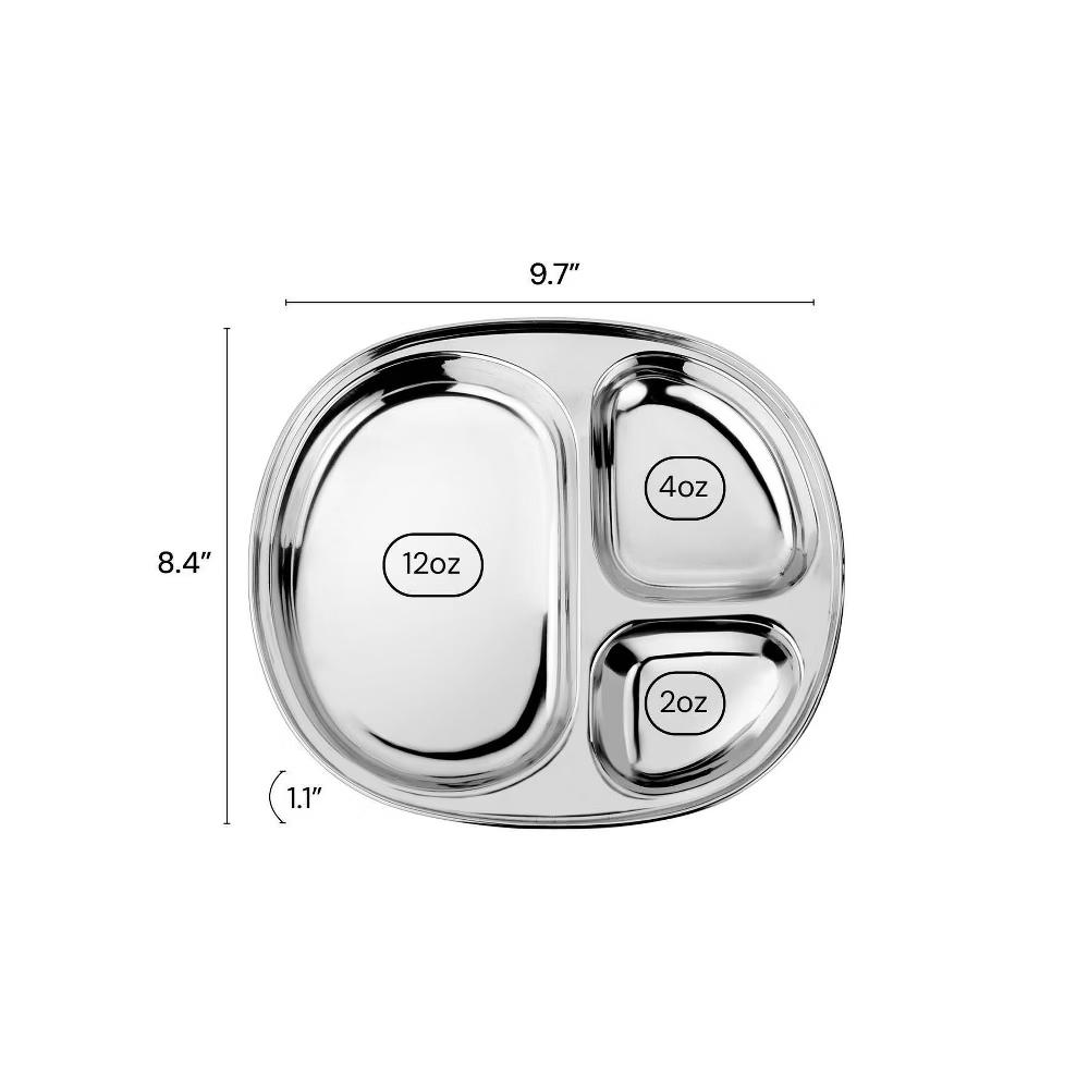 Ahimsa 9.7" Stainless Steel Balanced Bites Divided Plate - Image 13